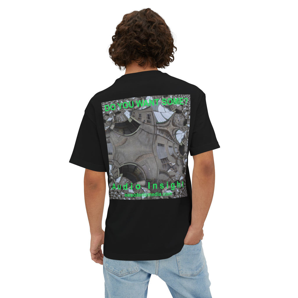 T-shirt oversize à coupe carrée avec graphisme artistique « Surreal Kaleidoscope » (Audio Insight) : « Do You Want Some? »