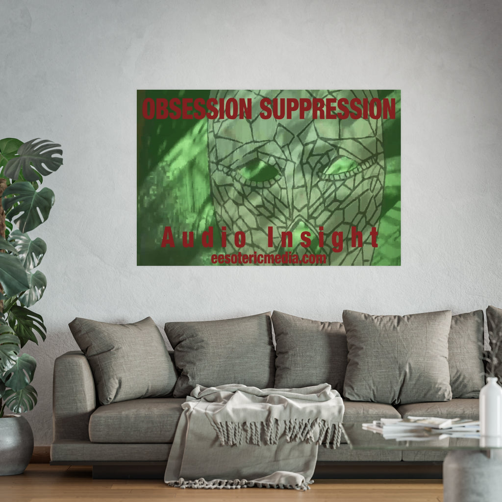 „Obsession Suppression“ (Audio Insight) Grafischer Kunstdruck mit einem surrealen Weltraumschädel, Großformat, 150 × 100 cm