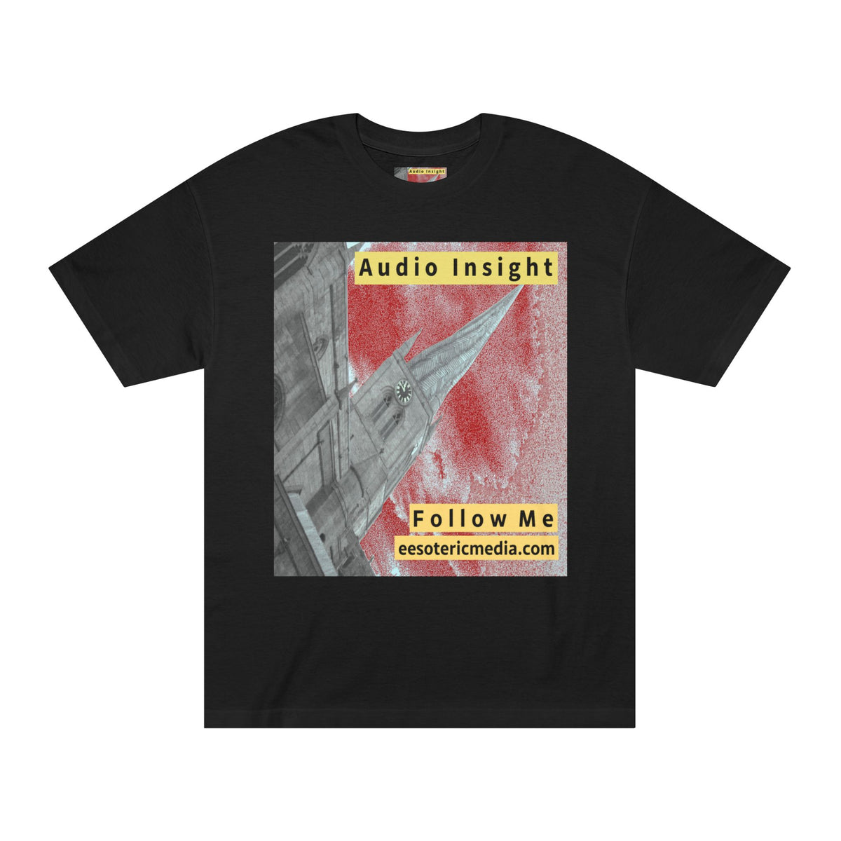 „Follow Me" (Audio Insight) Klassisches T-Shirt mit verwittertem, raketenförmigem Turm-Design