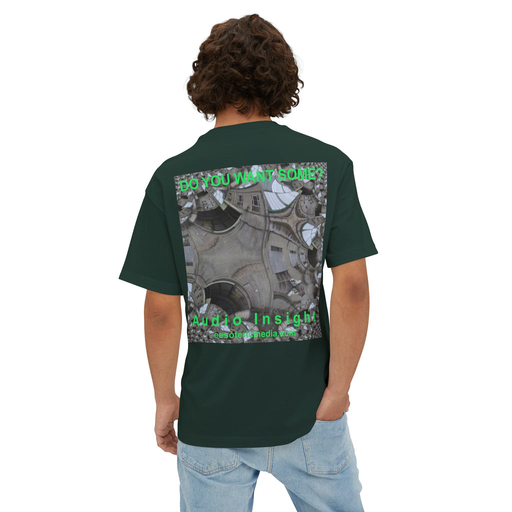 T-shirt oversize à coupe carrée avec graphisme artistique « Surreal Kaleidoscope » (Audio Insight) : « Do You Want Some? »