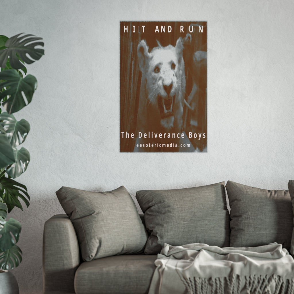„Hit and Run“ (The Deliverance Boys) Kunstdruck mit einem weißen Löwen, 60 × 90 cm