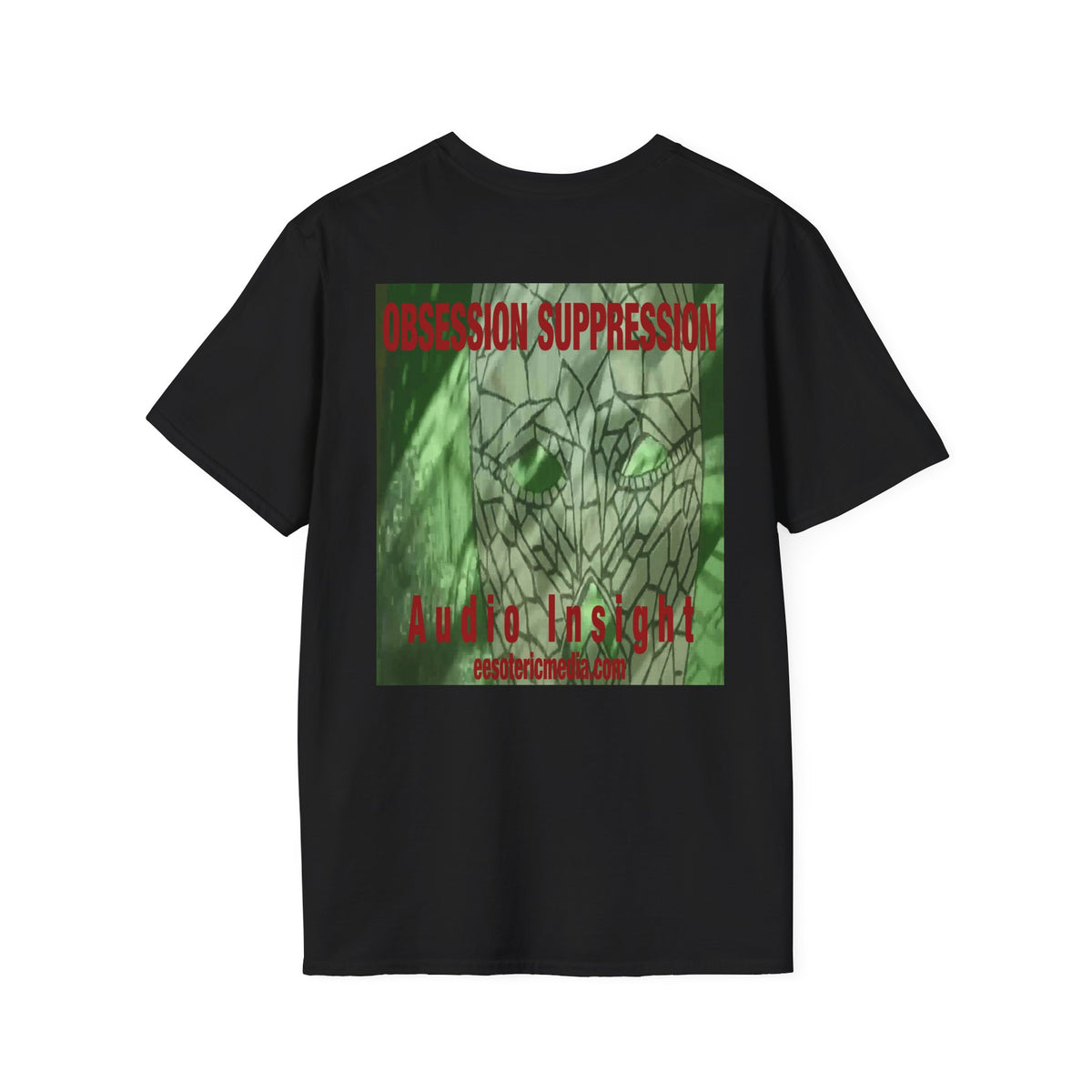 'Obsession Suppression' (Audio Insight) レトロSFスカル グラフィック ソフトスタイル Tシャツ