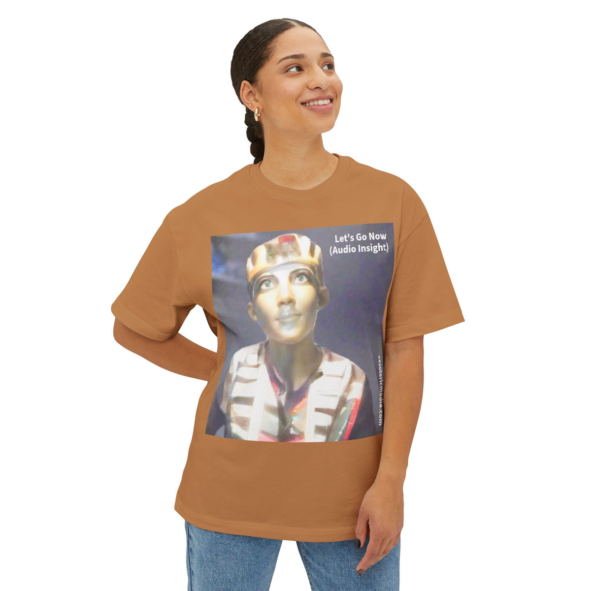 T-shirt oversize à coupe carrée « Let's Go Now » (Audio Insight) au design extraterrestre/antique de science-fiction