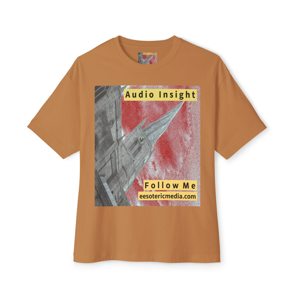 „Follow Me" (Audio Insight) Wetterfestes, raketenförmiges Turm-Design, übergroßes, kastiges T-Shirt
