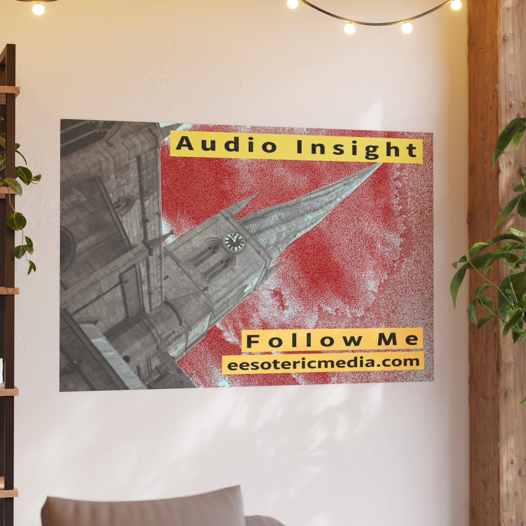 Large 'Follow Me' (Audio Insight) Weathered Rocket-Shaped Spire Design Art Print 60"x40" (150cm x 100cm)