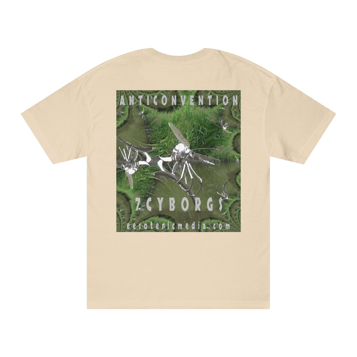 „Anticonvention" (7Cyborgs) Futuristisches T-Shirt mit Chrome-Libellen-Grafik und klassischer Passform