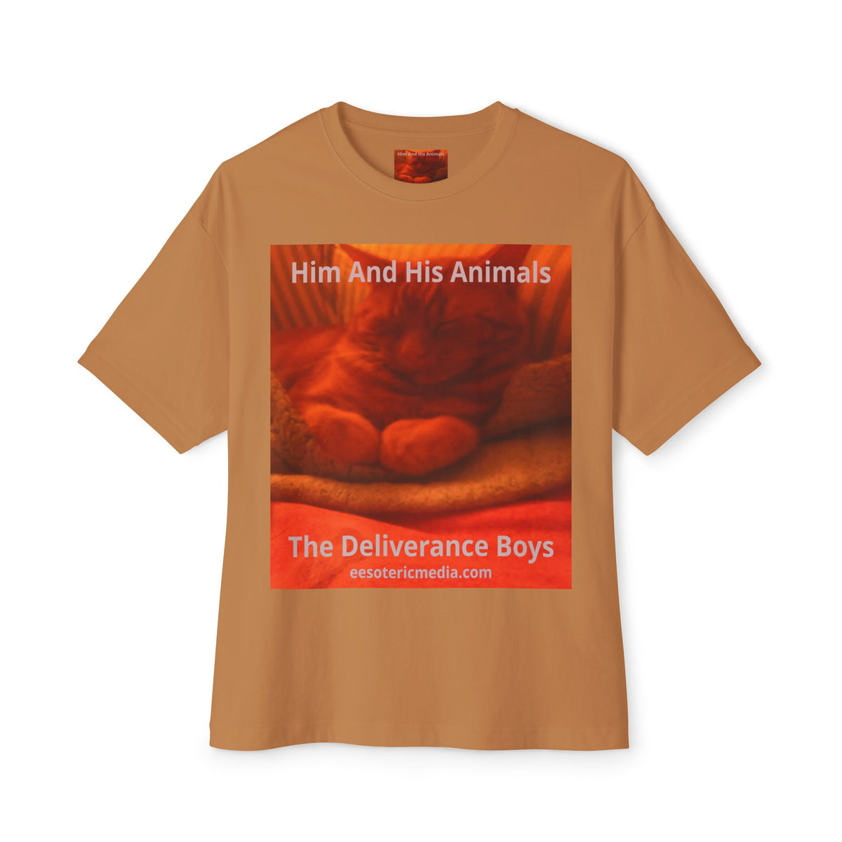 'Him And His Animals' (The Deliverance Boys) Surreal Cat Graphic Oversize T-Shirt