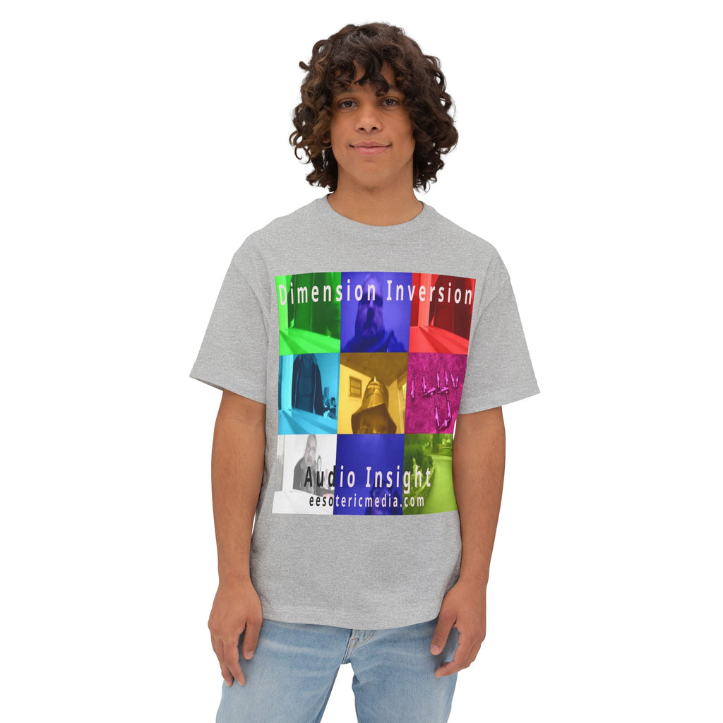 „Dimension Inversion" (Audio Insight) Buntes, surreales Collage-Grafik-T-Shirt in Oversize-Passform