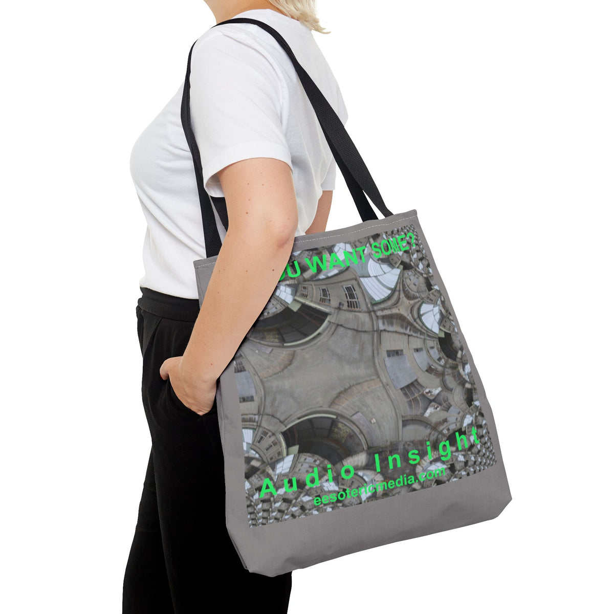 'Do You Want Some?' (Audio Insight) Surreal Kaleidoscope Art Graphic Tote Bag 18"x18" (45cm x 45cm)
