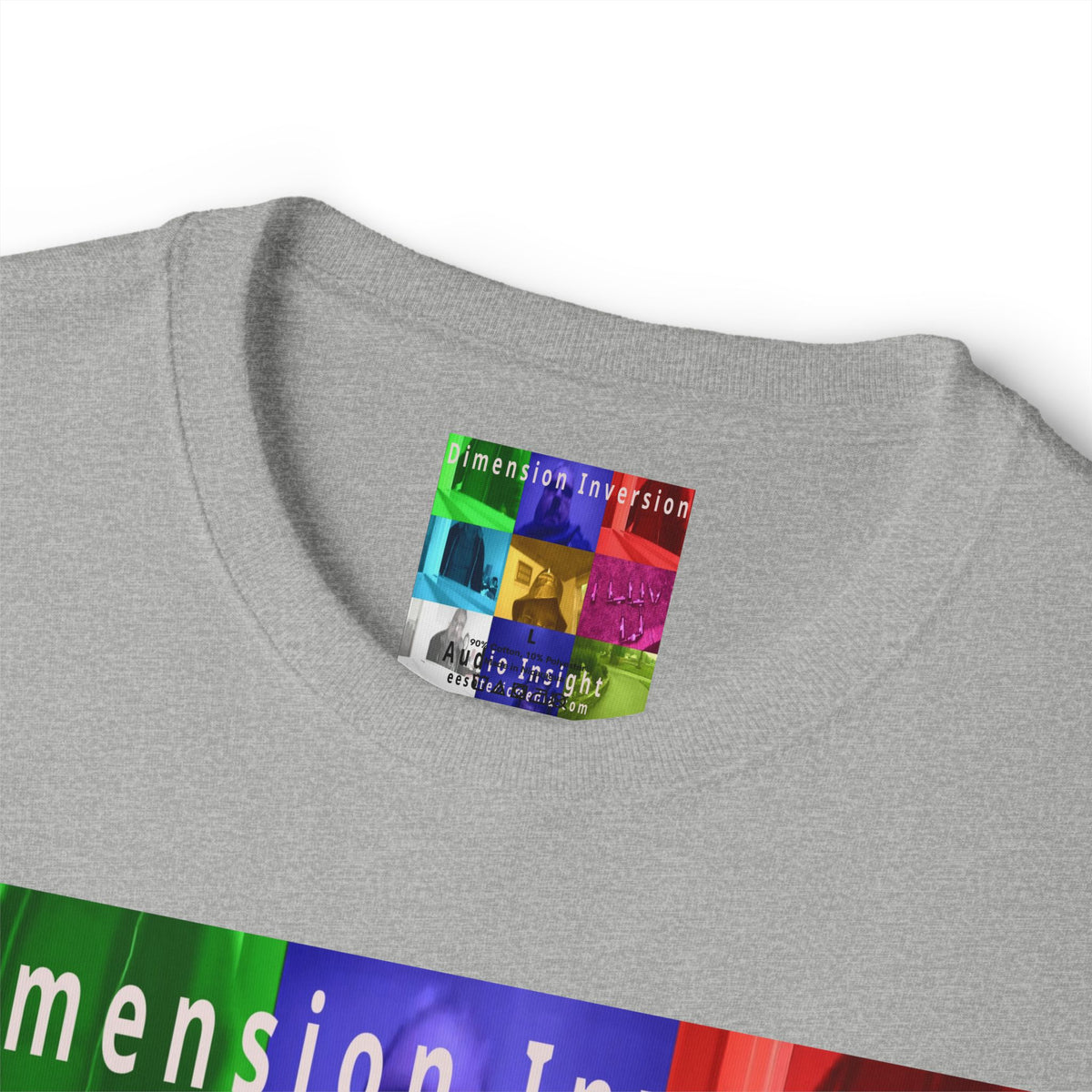 „Dimension Inversion" (Audio Insight) Buntes, surreales Collage-Grafik-T-Shirt in Oversize-Passform