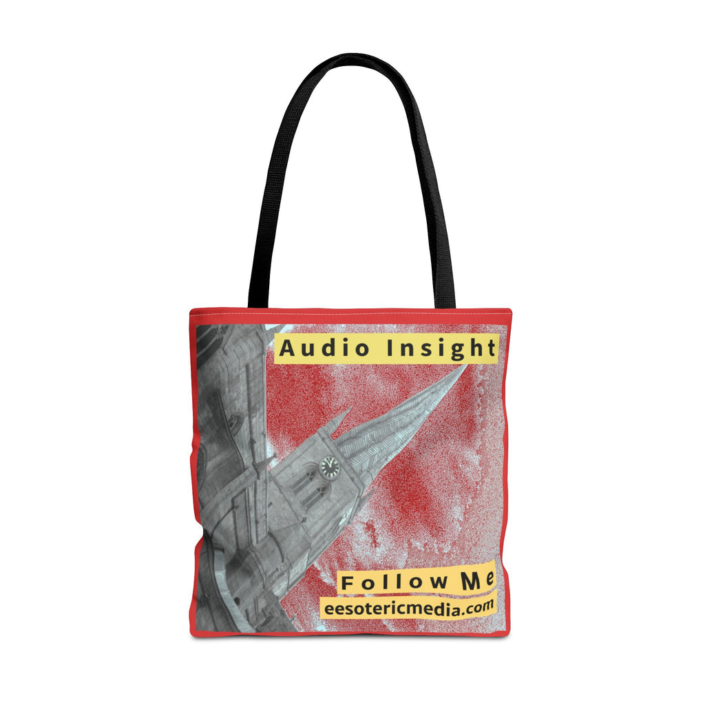 „Follow Me“ (Audio Insight) Tragetasche mit verwittertem raketenförmigem Turm-Design, 45 cm x 45 cm