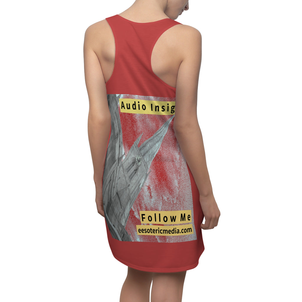 'Follow Me' (Audio Insight) Weathered Rocket-Shaped Spire Design Cut & Sew Racerback Dress