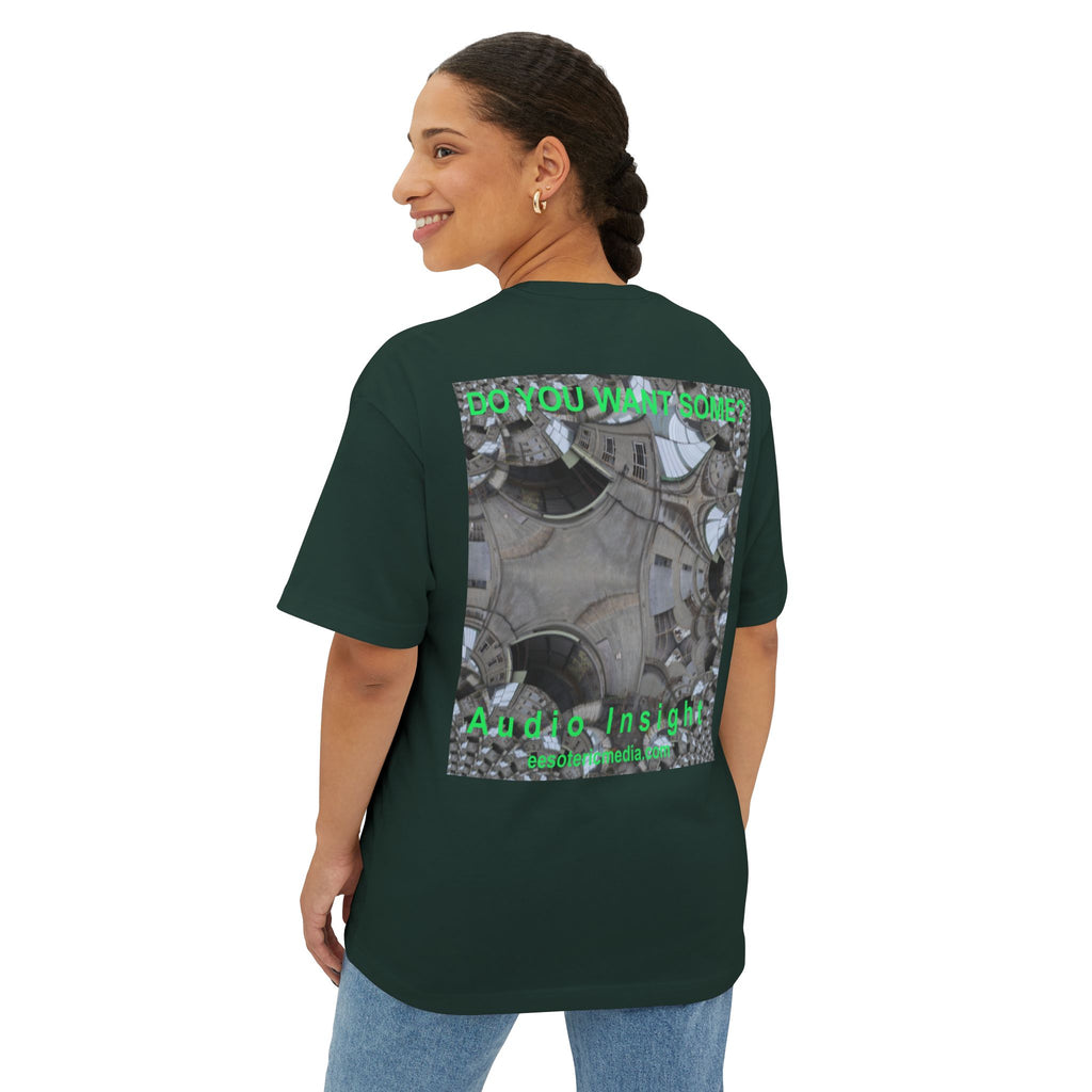 T-shirt oversize à coupe carrée avec graphisme artistique « Surreal Kaleidoscope » (Audio Insight) : « Do You Want Some? »