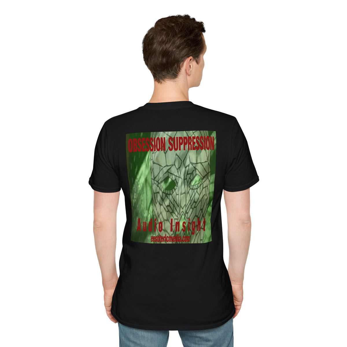 'Obsession Suppression' (Audio Insight) レトロSFスカル グラフィック ソフトスタイル Tシャツ