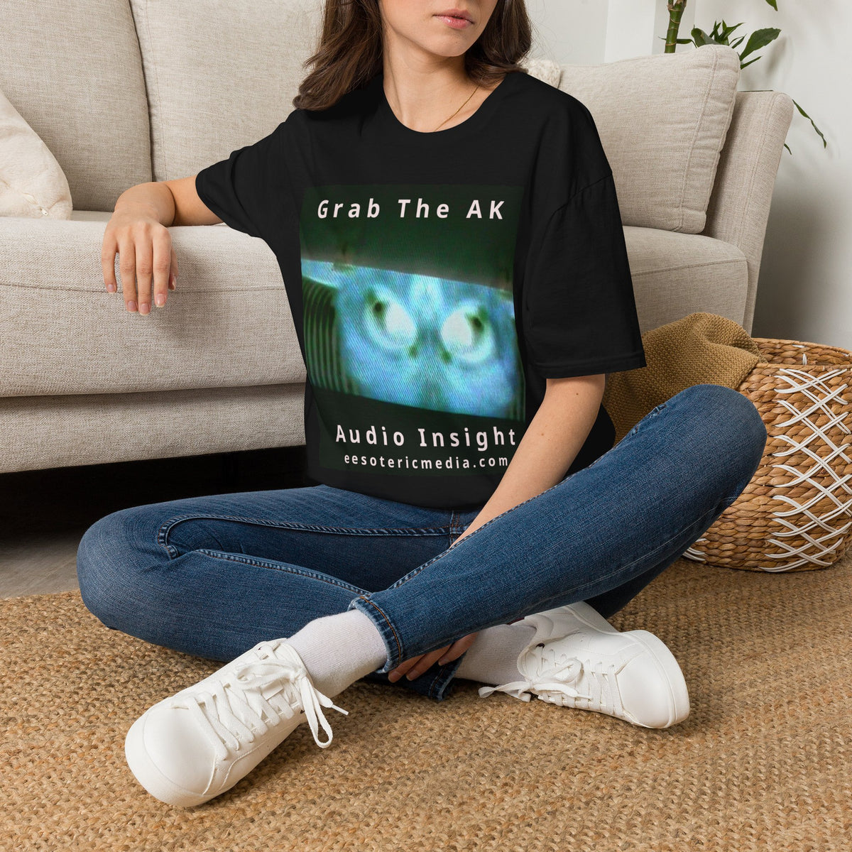 'Grab The AK' (Audio Insight) Sinister Surreal Digital Being Graphic Softstyle T-Shirt