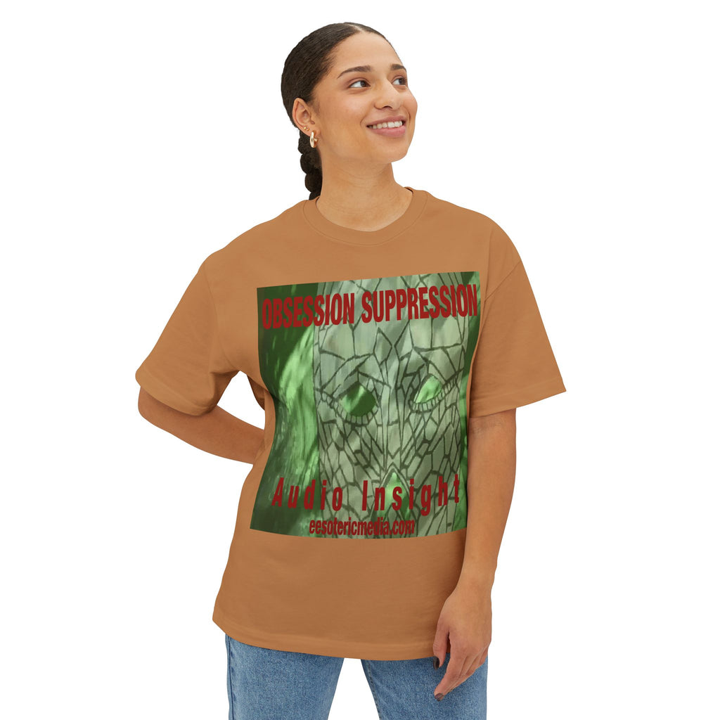 'Obsession Suppression' (Audio Insight) レトロSFスカル グラフィック オーバーサイズ ボックスTシャツ