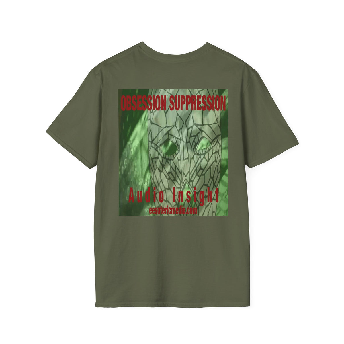 'Obsession Suppression' (Audio Insight) レトロSFスカル グラフィック ソフトスタイル Tシャツ