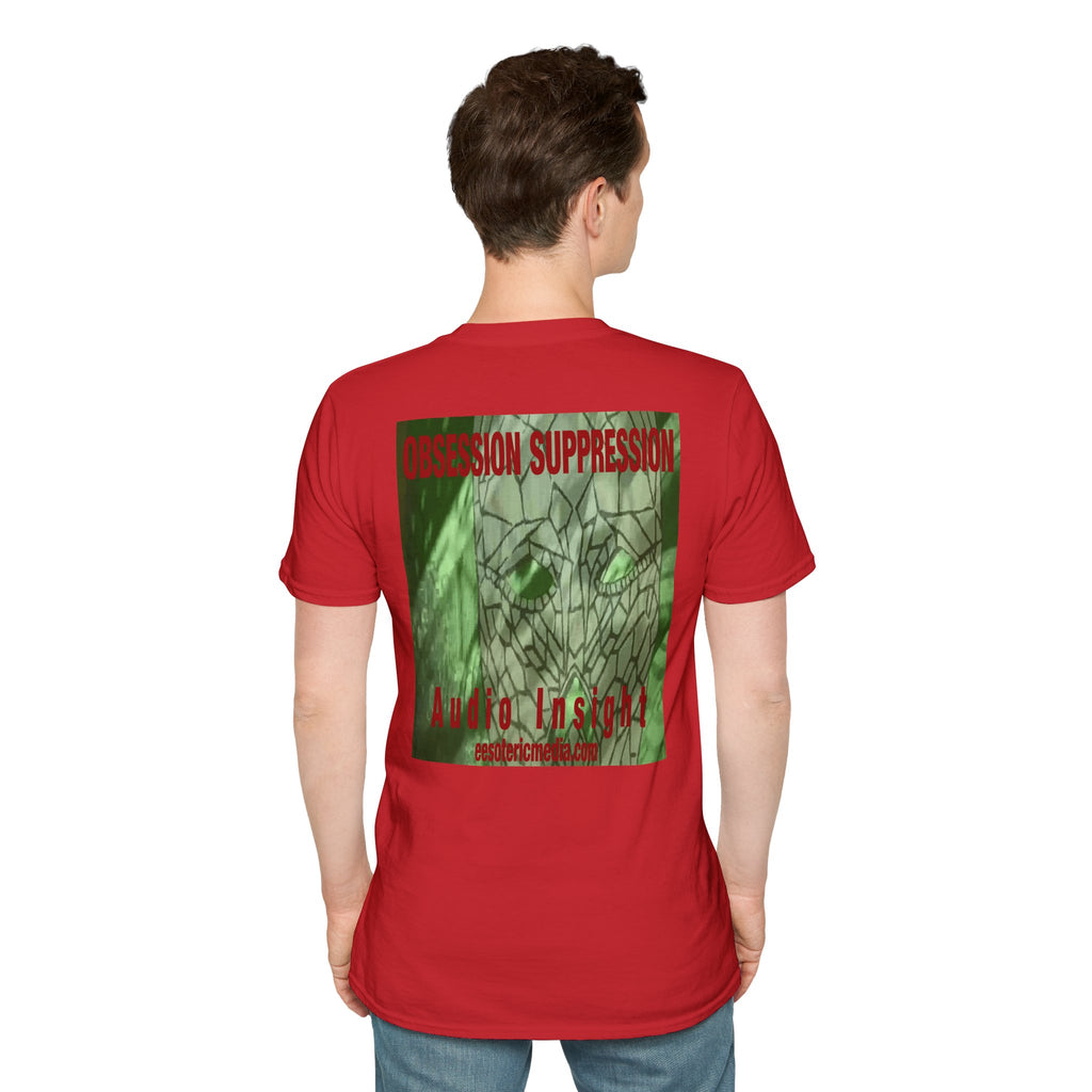 'Obsession Suppression' (Audio Insight) レトロSFスカル グラフィック ソフトスタイル Tシャツ