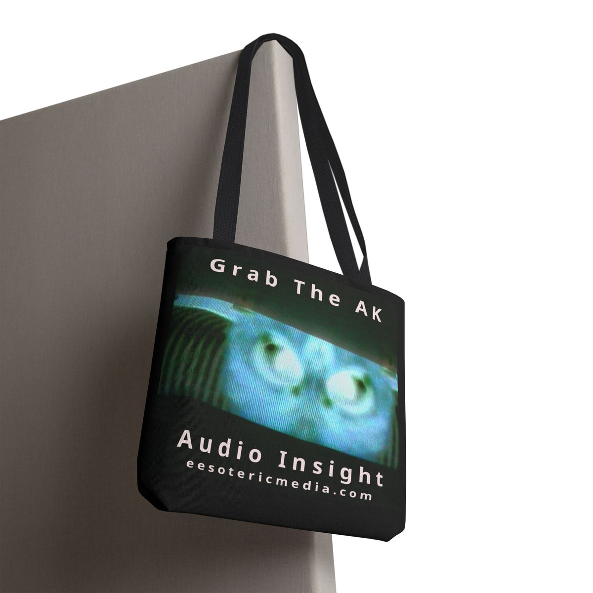 'Grab The AK' (Audio Insight) Sinister Surreal Digital Being Graphic Tote Bag 18"x18" (45cm x 45cm)