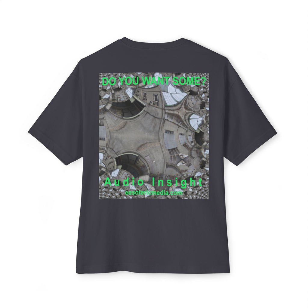 T-shirt oversize à coupe carrée avec graphisme artistique « Surreal Kaleidoscope » (Audio Insight) : « Do You Want Some? »