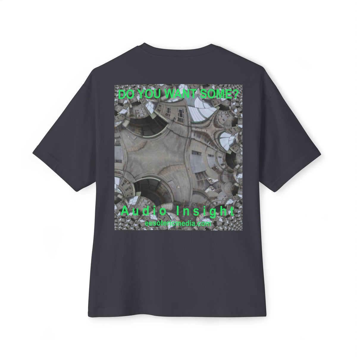 T-shirt oversize à coupe carrée avec graphisme artistique « Surreal Kaleidoscope » (Audio Insight) : « Do You Want Some? »