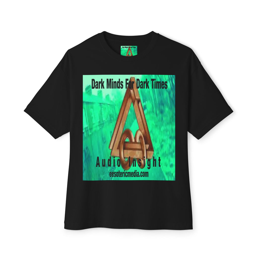 'Dark Minds For Dark Times' (Audio Insight) Camiseta Oversize de Corte Cuadrado Gráfica Surrealista de Símbolo de Ciencia Ficción