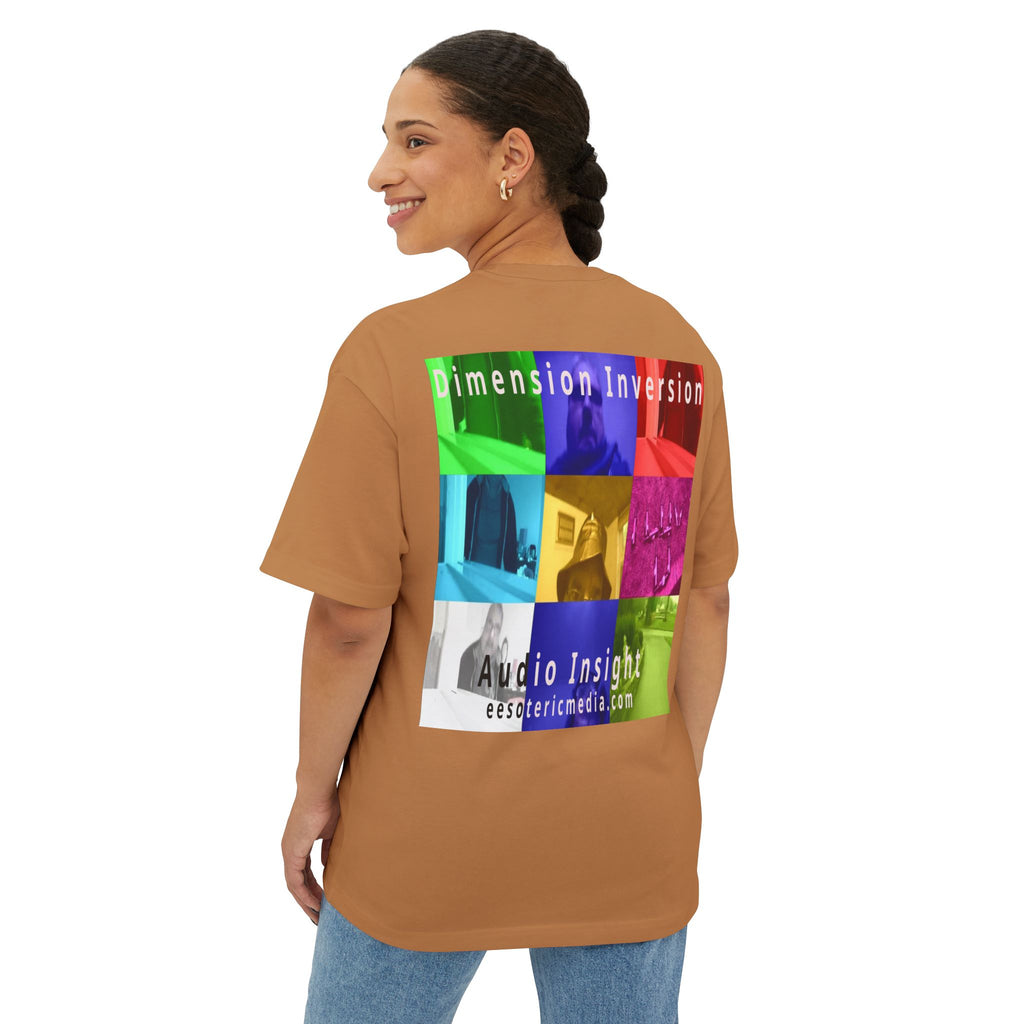 „Dimension Inversion" (Audio Insight) Buntes, surreales Collage-Grafik-T-Shirt in Oversize-Passform