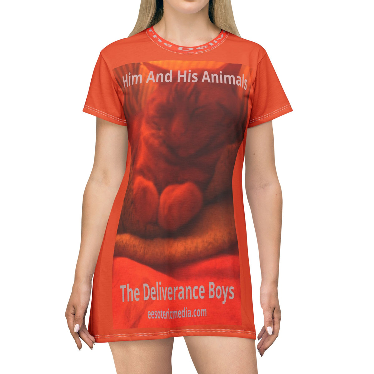 'Him And His Animals' (The Deliverance Boys) Surreal Cat Graphic T-Dress