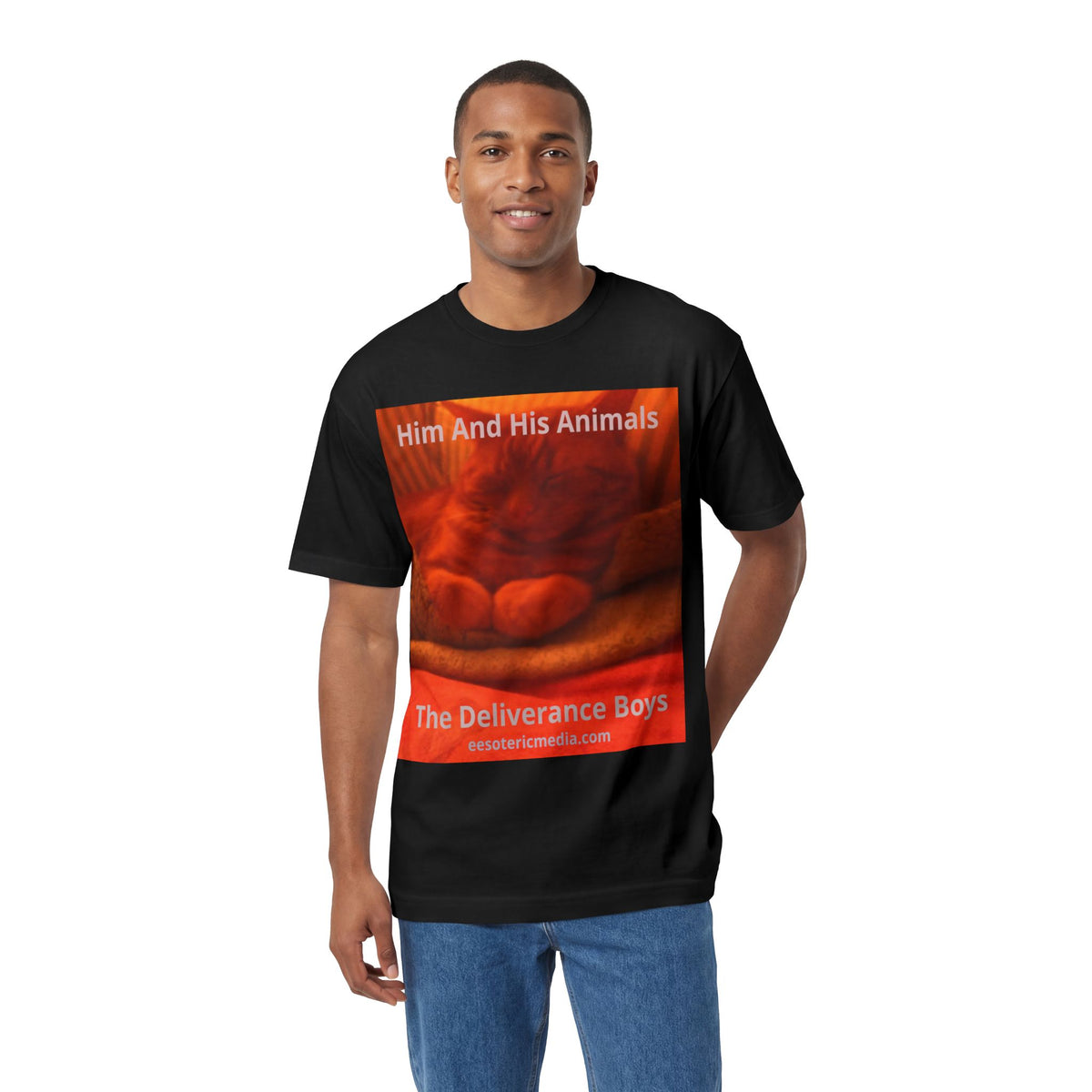 'Him And His Animals' (The Deliverance Boys) Surreal Cat Graphic Classic Fit T-Shirt