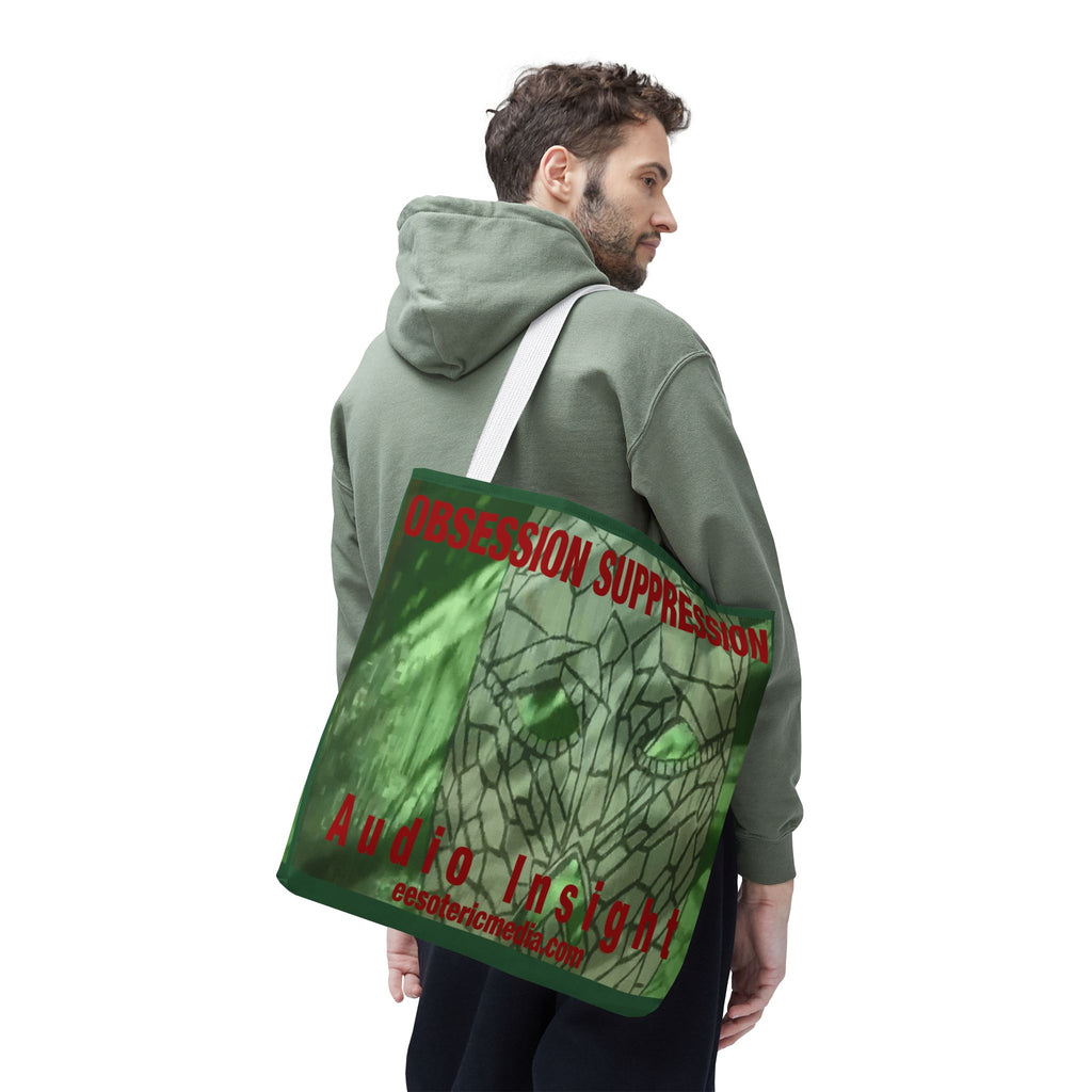 'Obsession Suppression' (Audio Insight) Bolsa Tote Verde Abstracta Retro Sci-Fi (45cm x 45cm)