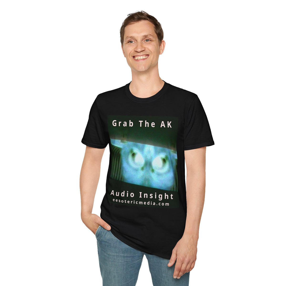 'Grab The AK' (Audio Insight) Sinister Surreal Digital Being Graphic Softstyle T-Shirt