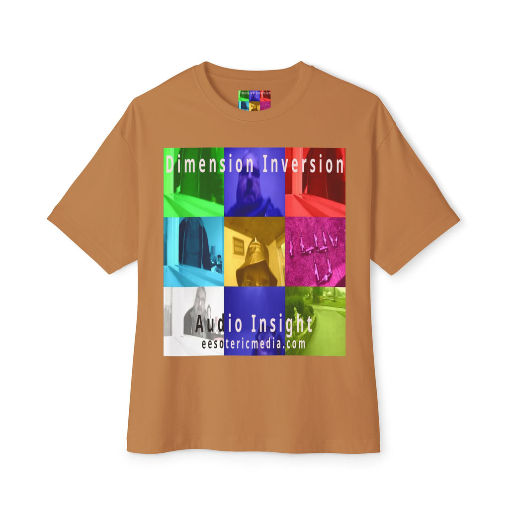 „Dimension Inversion" (Audio Insight) Buntes, surreales Collage-Grafik-T-Shirt in Oversize-Passform