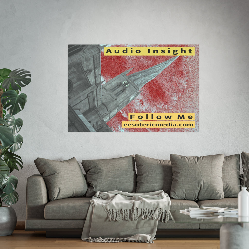 Large 'Follow Me' (Audio Insight) Weathered Rocket-Shaped Spire Design Art Print 60"x40" (150cm x 100cm)