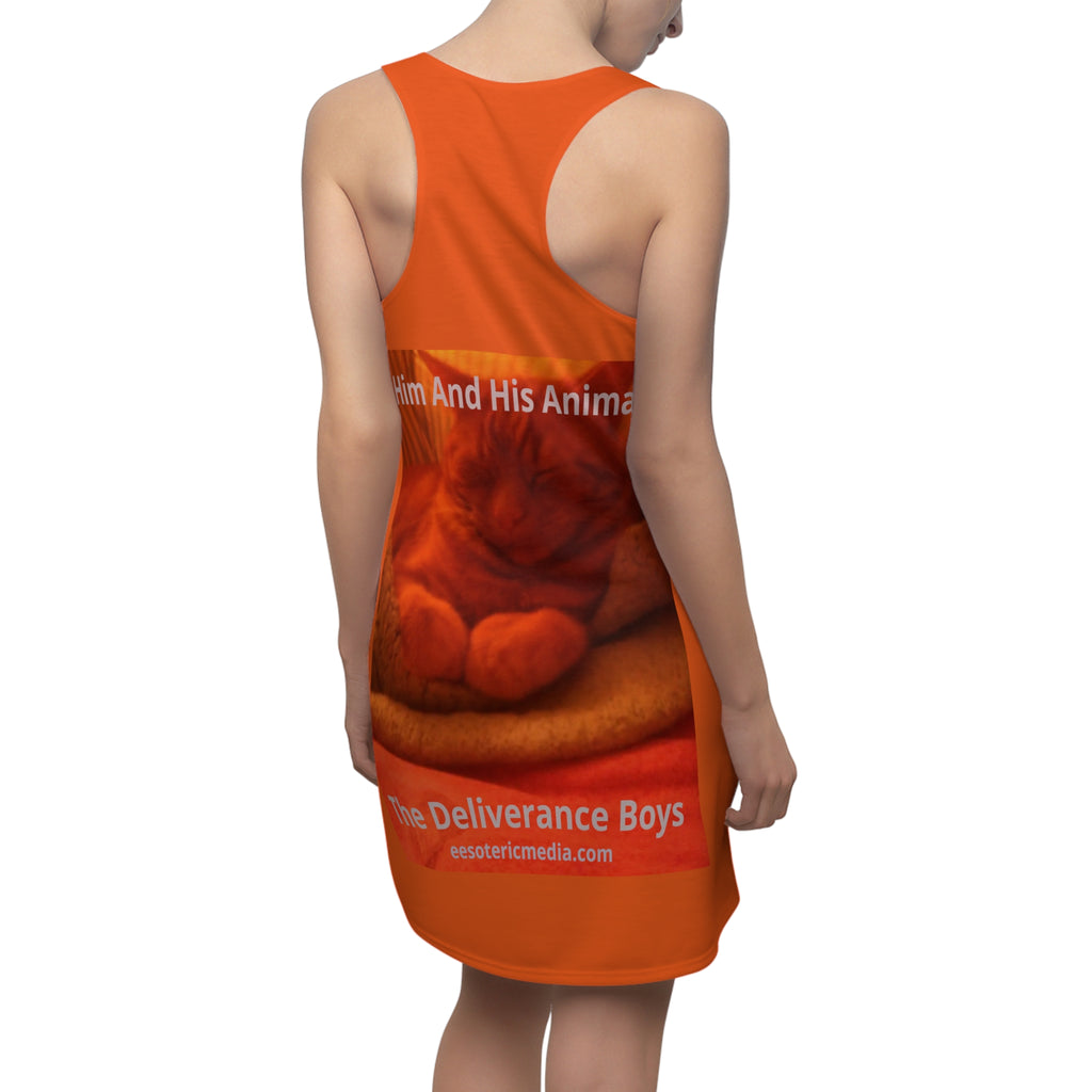 „Him And His Animals“ (The Deliverance Boys) surrealistisches Katzen-Grafik-Racerback-Kleid