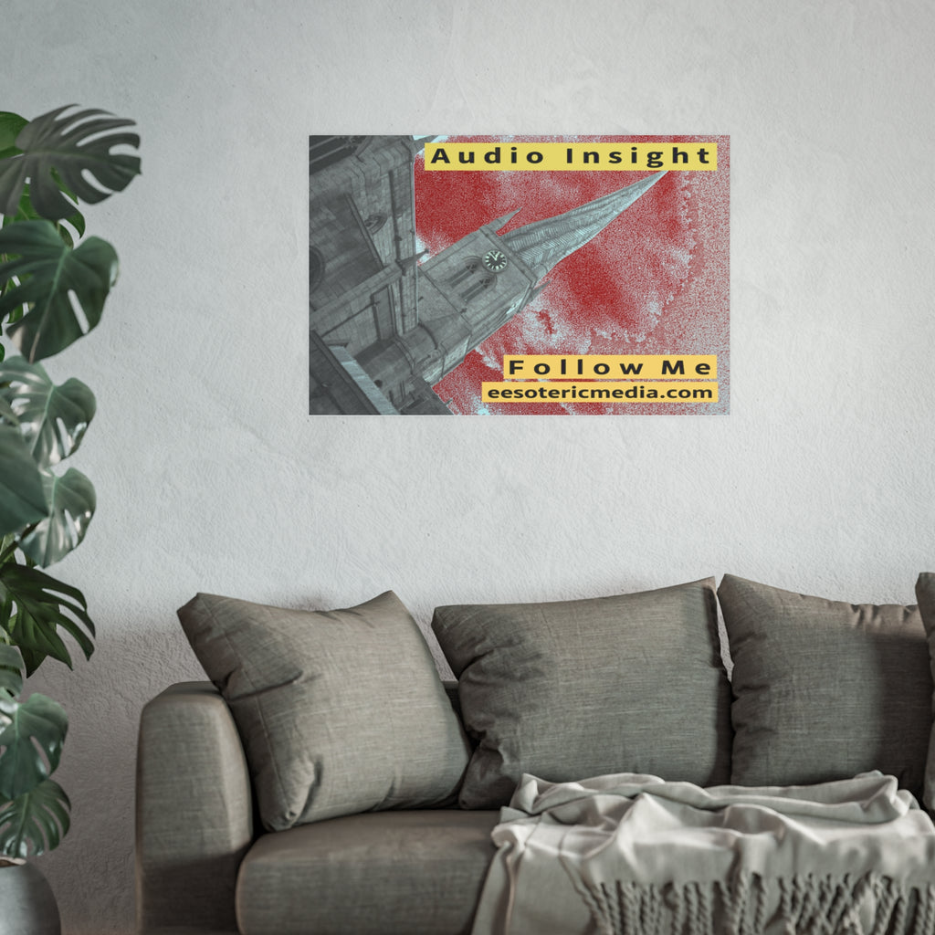 «Follow Me» (Audio Insight) Lámina artística con un diseño de torre erosionada con forma de cohete, 90 × 60 cm
