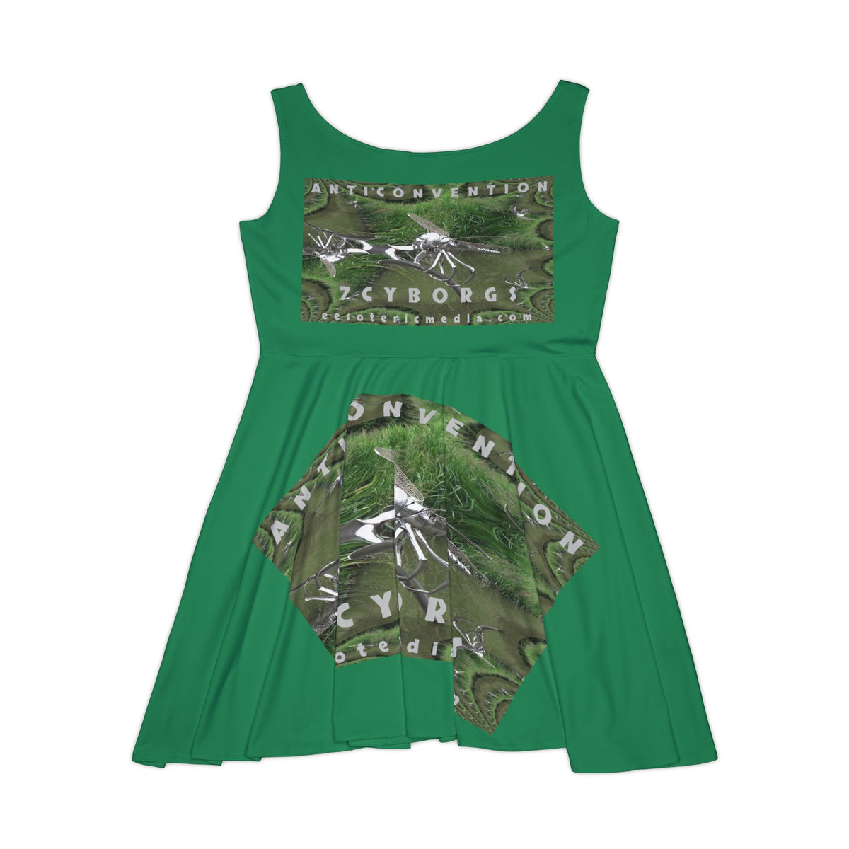 'Anticonvention' (7Cyborgs) Futuristic Dragonfly Sci fi Graphic Skater Dress