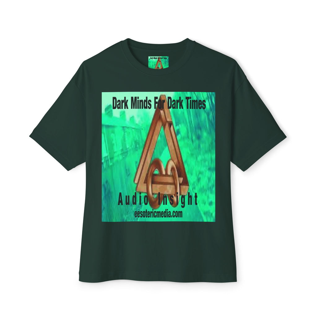 'Dark Minds For Dark Times' (Audio Insight) Camiseta Oversize de Corte Cuadrado Gráfica Surrealista de Símbolo de Ciencia Ficción