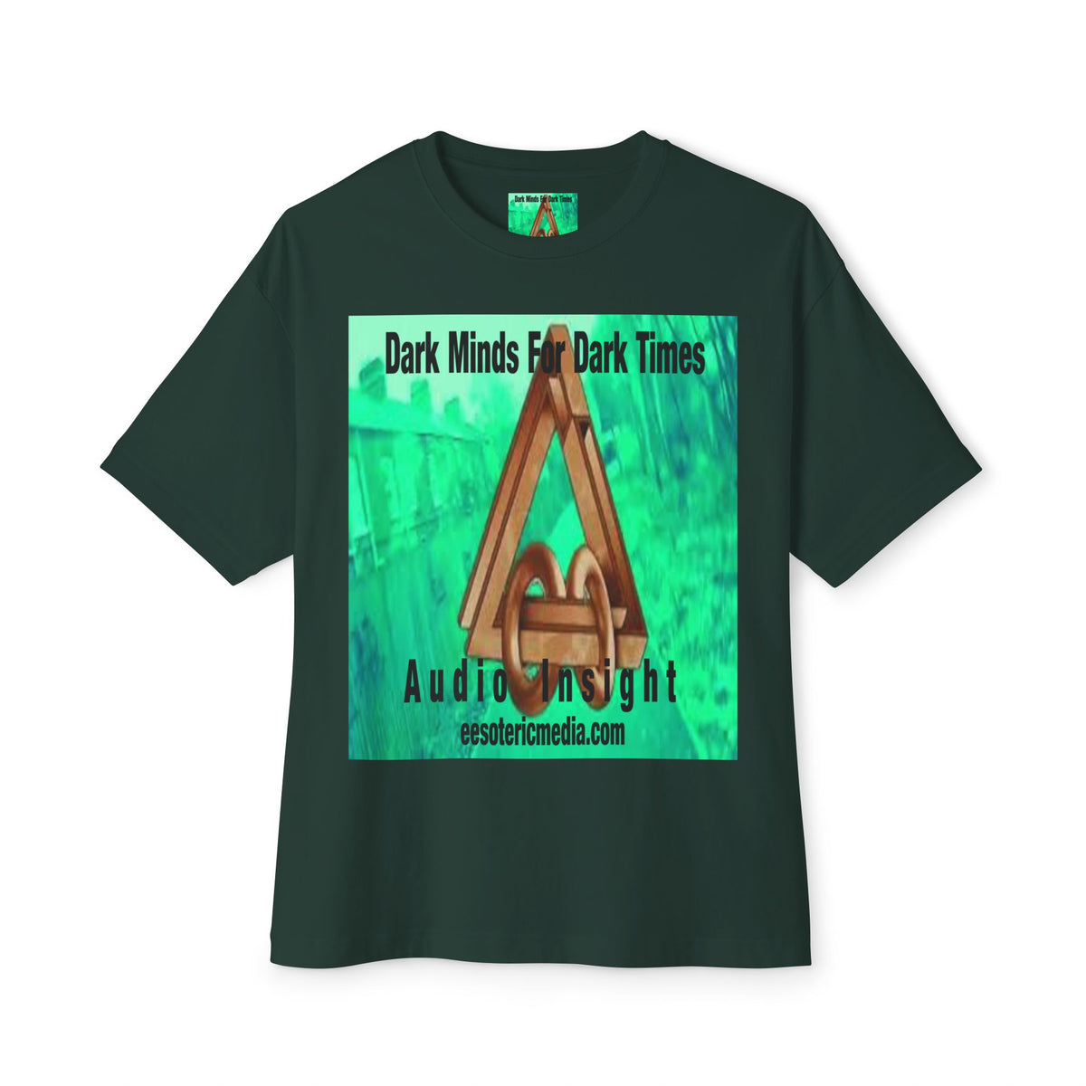 'Dark Minds For Dark Times' (Audio Insight) Camiseta Oversize de Corte Cuadrado Gráfica Surrealista de Símbolo de Ciencia Ficción